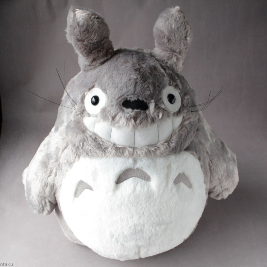 Totoro Grey Plush Grinning Soft Fluffy Large