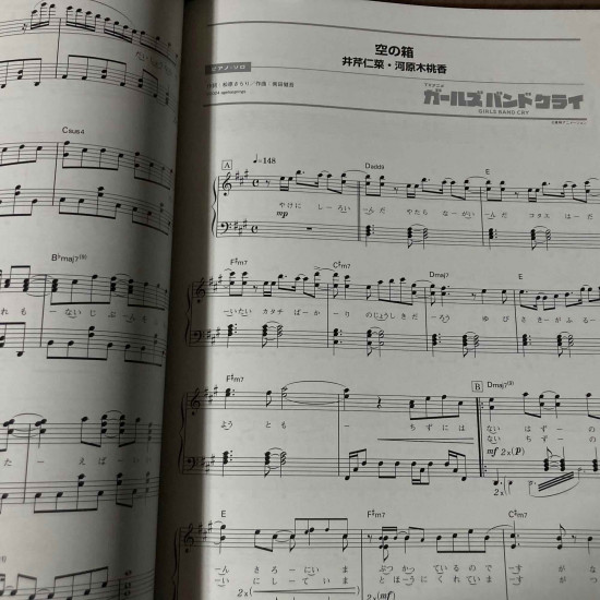 Girls Band Cry TV ANIME Piano Solo Sheet Music Score Book