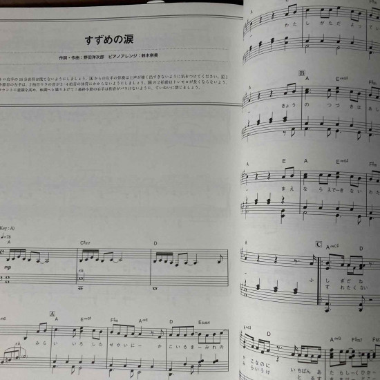 Suzume  - Piano Solo Sheet Music Score Intermediate
